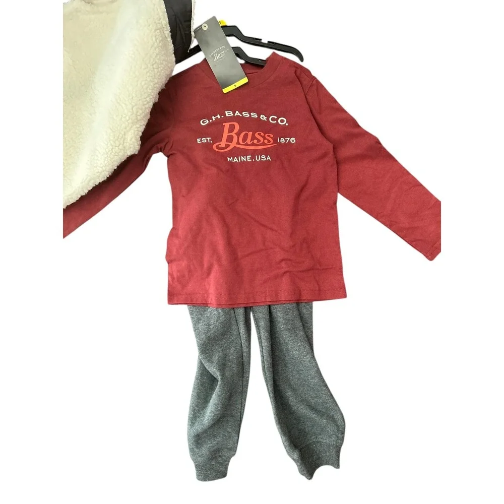 G.H. Bass‎ & Co. Kids 3 Piece Vest Set Cream Maroon Joggers Size 5